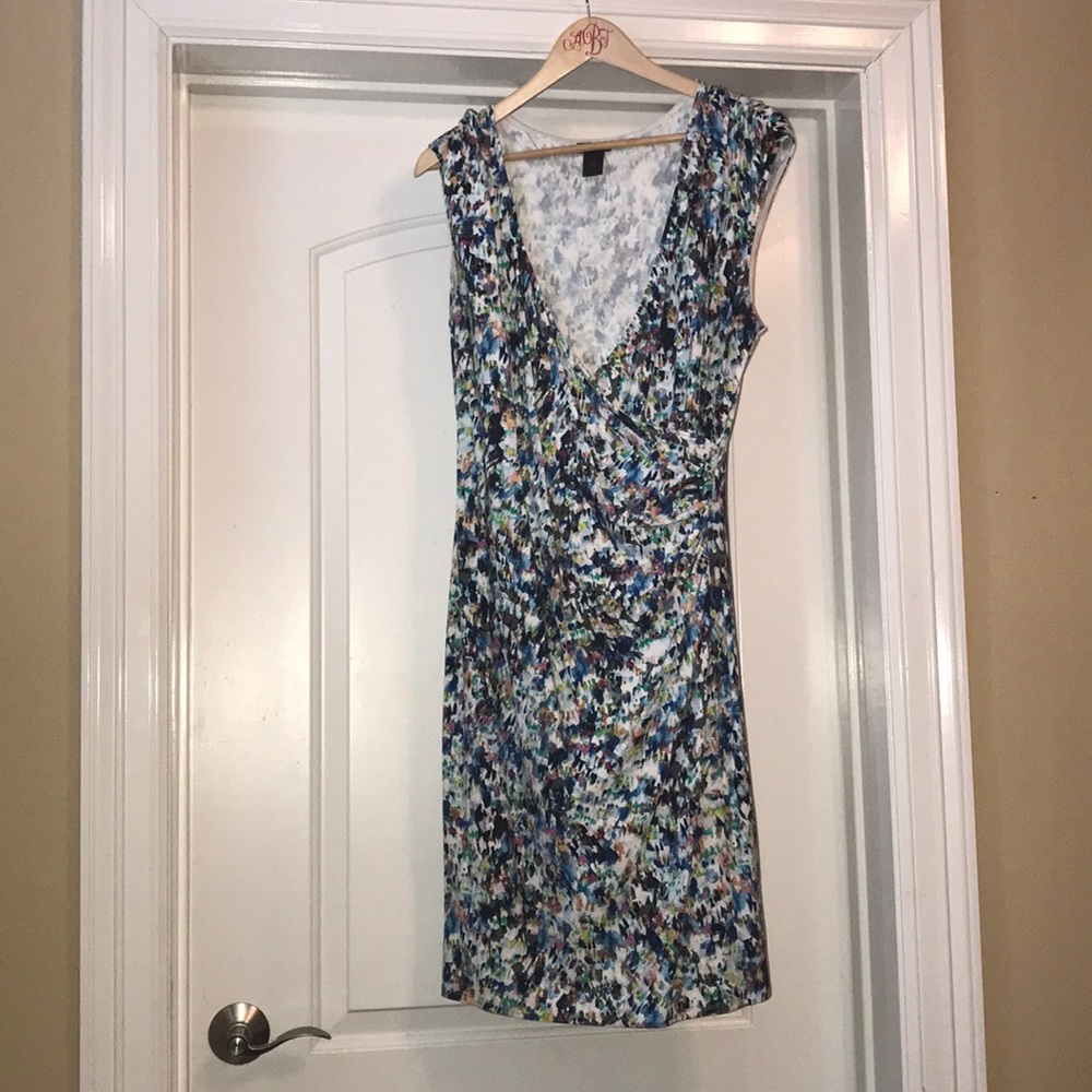 Multi Color Faux Wrap Dress